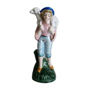 Vintage Nativity Shepherd Boy With Lamb Porcelain Figure Made In Japan